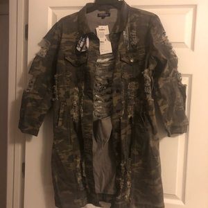 Army fatigue distressed Jean Jacket